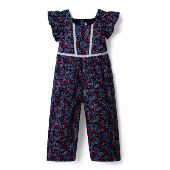 Janie and Jack Other - Janie and Jack Floral Wide Leg Jumpsuit in Merchant Marine Size 18/24 Months